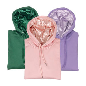 Sudaderas con Capucha de Seda para Mujer de Doble Capa con Logotipo Personalizado de Alta Calidad, Sudaderas con Capucha de Forro Polar para Hombre, Sudaderas Unisex con Forro de Satén y Capucha de Satén - Product Image 2