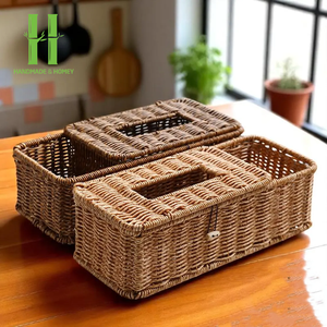Wholesale High Quality Natural <b>Rattan</b> <b>Tissue</b> <b>Box</b> <b>Cover</b> with Lock Decorative Bathroom Holder Made in Vietnam Custom Logo - Product Image 1