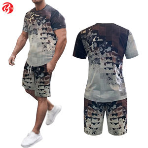 Ensemble de shorts d'été à manches courtes imprimés numériquement en 3D pour hommes deux pièces ensemble de shorts d'été élégants pour hommes - Product Image 6