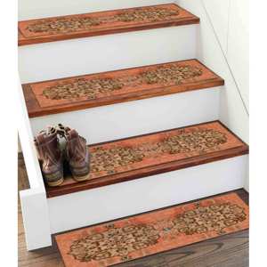 Alfombra Estampada con Patrón Étnico Bohemio Naranja: Tapetes Modernos para Escaleras, Lavables a Máquina, Goblen - Product Image 1