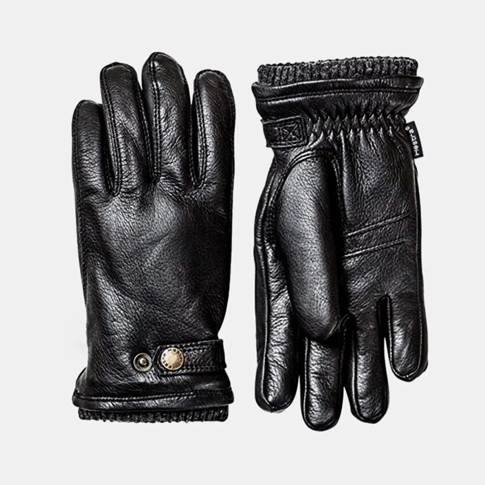 Фирменные Зимние перчатки для мужчин и женщин с застежкой на пуговицы черного цвета кожаные перчатки с полным пальцем частный логотип