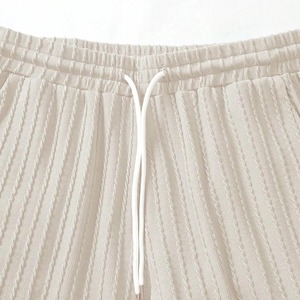 Trajes de verano de dos piezas para hombre, camiseta de manga corta con cuello redondo y pantalones cortos informales con cordón, traje suave de Color sólido a la moda - Product Image 4