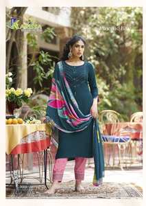 Ensemble exclusif Karissa pour femme : Kurti, Bas et Dupatta en Rayonne, Longueur Genou, Coupe Classique, Tenue de Soirée, Vêtements Indiens/Pakistanais, Vente en Gros - Product Image 3