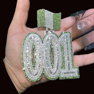 RB Gems Hip Hop joyería Iced Out letra personalizada colgante 925 plata esterlina VVS Moissanite diamante nombre inicial Logo colgante - Product Image 4