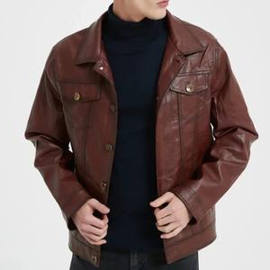 เสื้อแจ็คเก็ตหนังผู้ชายแฟชั่นคอปกสำหรับฤดูใบไม้ร่วงและฤดูหนาว สไตล์ลำลองสำหรับขี่มอเตอร์ไซค์  ผ้าแคนวาสเคลือบหนังแท้ - Product Image 2