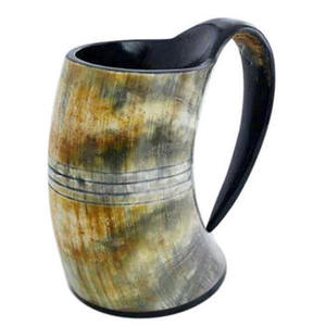 Taza de café de cuerno vikingo de alta calidad con Base de resina para uso en exteriores del hogar del coche con artesanías solares de India sheeri - Product Image 2