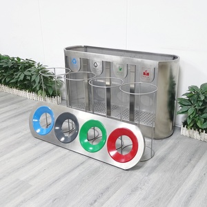 Chất Lượng Cao 4-Ngăn Thép Không Gỉ Tái Chế Bin, Lớn Trong Suốt Thùng Rác Có Thể Cho Sân Bay - Product Image 3
