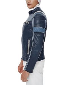 Chaqueta de Cuero para Hombre, Talla Grande, Azul, de Invierno, OEM, Gruesa, Cortavientos, Estilo Motero, Marca HI 2026 - Product Image 2