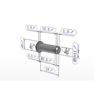 K1456 <b>PIN</b> WITH <b>SPLIT</b> <b>PIN</b> HOLE D1=6, A=15,3, STEEL - Product Image 3