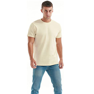 Camiseta para hombre de algodón puro, camiseta de manga corta de ajuste Regular, cómoda Camiseta de cuello redondo, Camiseta clásica suave de Color sólido, estampado de logotipo personalizado - Product Image 4