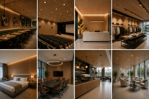 Panneaux acoustiques en bois fabriqués en Espagne, panneaux décoratifs insonorisants pour murs et plafonds, pour bureaux, design minimaliste. - Product Image 4