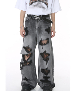 กางเกงยีนส์ขายาวของผู้ชายแนวสตรีททรงหลวมระบายอากาศได้ดีผ้ายีนส์ไซส์ใหญ่พิเศษ - Product Image 5