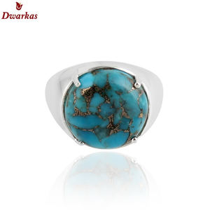 Anillo de piedras preciosas de nuevo diseño de moda personalizada anillo teñido de turquesa de plata esterlina 925 - Product Image 4