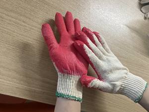 ถุงมือเคลือบยางเวียดนามถุงมือทำงานเพื่อความปลอดภัยป้องกันการตัดกับยางกึ่งเคลือบผ้าฝ้ายใช้ซ้ำได้สำหรับทำสวน - Product Image 4