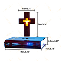 Cruz Flotante Magnética de Jesús Biblia Libro Levitatória Perfecta Elegancia Espiritual Ambiente de Dormitorio Magnético Levitante Colorida