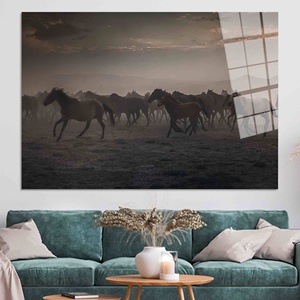 Arte de pared de vidrio templado con diseño de caballos salvajes: Impresión en lienzo, arte en vidrio templado - Product Image 1