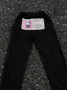 Pantalones de chándal de algodón grueso estilo urbano de fabricante, de felpa francesa, personalizados, vintage, lavados, con pedrería, de pierna recta - Product Image 4