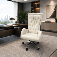 Chaise de bureau de direction de luxe à dossier haut, pivotante, avec dossier capitonné et roulettes, fournisseur d'usine