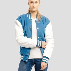 Chaqueta Bomber Universitaria de Piel de Oveja Personalizada para Mujer, Transpirable, con Mangas Reversibles, Diseño OEM, Invierno y Primavera - Product Image 5