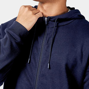 Men's High Quality 100% Cotton Hoodies Solid <b>Navy</b> Boxy Fit Drop Shoulder Custom DTF Printed Logo Embroidered Technique Winter - Product Image 4