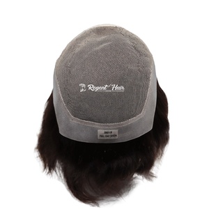 Pelucas de cabello humano indio para hombres, tupé fino de alta calidad, Mono100 %, sistema de reemplazo, pegamento, para la exportación, de Israel - Product Image 1