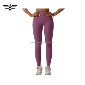 Meilleurs ensembles de leggings de yoga et de fitness pour femmes, taille haute élastique, couleur unie, longueur cheville, en Spandex/Nylon extensible, haute qualité - Product Image 6