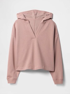 Sweats à capuche pour femmes avec col en V sur mesure couleur unie 100% coton 400 GSM sweats à capuche pour femmes sweat surdimensionné à épaules tombantes pour femmes - Product Image 2