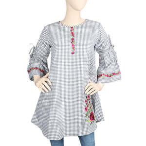 Women's Strip Cotton Kurti - Grey - Product Image 2