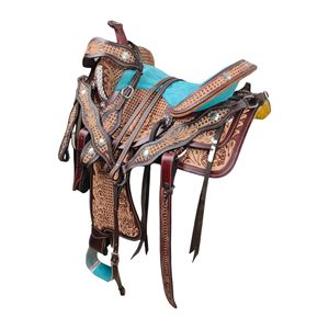 Monturas de carreras de barril de grado superior, venta al por mayor, monturas de caballo occidentales hechas a mano de cuero genuino, tachuelas de rodeo de vaquero a granel directas - Product Image 5