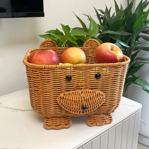 Cesta de Mimbre Plástico Tejida a Mano con Diseño de Oso, Cestas de Almacenamiento Hechas a Mano, Mimbre Natural, Modernas y Multifuncionales, Hechas en Vietnam - Product Image 3