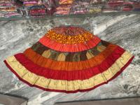 Boho Silk Sari Flowy Jupe longue élastique à plusieurs niveaux Gypsy Belly Dance Jupe longue flottante Grande jupe évasée multicouche Hippie
