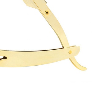 <b>Single</b> <b>Blade</b> Manual Folding Barber <b>Razors</b> Full Gold Plating Shaving <b>Razors</b> for Beauty Salons - Product Image 3