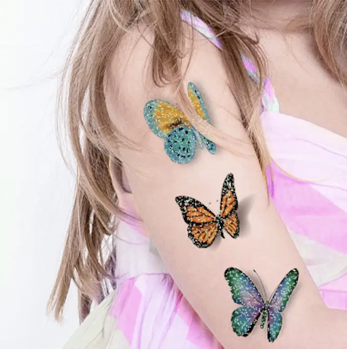 Glitter güzel kelebek geçici dövme etiket