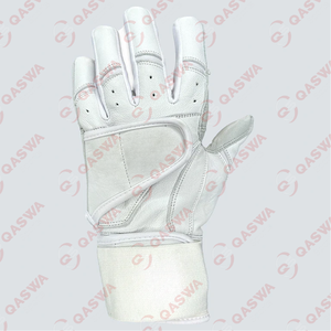 Gants de frappeur de baseball en cuir à manchette longue combinée noir et blanc - Product Image 4