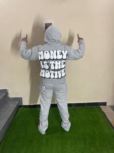 Conjunto de chándal de hombre bordado de chenilla de dos piezas personalizado de chándal de peso pesado ajustado de algodón de rizo francés de diseño OEM - Product Image 5