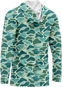 Vente en gros de sweat à capuche de protection solaire haute performance séchage rapide manches longues jaune camouflage design maillot de pêche UPF 35 100% polyester - Product Image 4