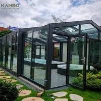 Kit de véranda électrique extensible en verre trempé au design moderne, enclos automatique pour jardins et patios de villas et maisons de petite taille