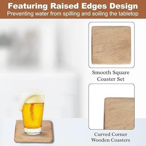 USA Warehouse Eco-Friendly Walnut <b>Wood</b> Coasters 8MM Thick Square Natural <b>Wood</b> <b>Slices</b> for DIY Crafts Wedding Decoration Blank Set - Product Image 6