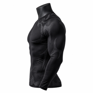 Customize <b>Men</b>’s Black Camo Compression Shirt Long Sleeve Gym Fitness Tight <b>Base</b> <b>Layer</b> Sportswear OEM Wholesale - Product Image 4