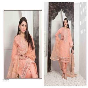 Conjunto pesado de 3 piezas para mujer 2024, camisa de Organza cosida, pantalón bordado de viscosa Dupatta, ropa India pakistaní Pakistán - Product Image 3