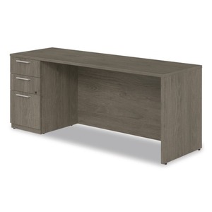 Alera AE1NZK-UF2472S Série Seville 72 pouces. X 24 pouces X 29 In. Credenza avec meuble de rangement de bureau à piétement gauche en noyer - Product Image 3