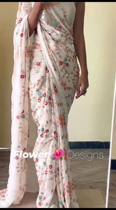 ชุดส่าหรีสีขาวสำหรับผู้หญิงชุดปาร์ตี้เจ้าสาวดีไซน์เนอร์แบบบอลลีวู้ดอินเดียส่าหรีสีขาวดูสะดุดตาทันสมัยล่าสุด - Product Image 2