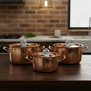 Home Decor Europe Stainless Steel Cooking <b>Pots</b> Hand-Hammered Casserole Polished Stainless Steel <b>Lid</b> Eco-Friendly Gas Induction - Product Image 2