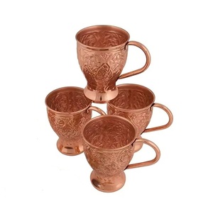 Design en relief Moscow Mule Tasse en cuivre pur métal cuivré avec poignée pour boissons de fête Bière et Cocktail - Product Image 1
