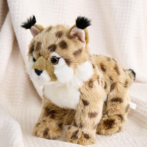 Vente en gros Peluche <span class=keywords><strong>lynx</strong></span> jaune debout par simulation Animal en peluche Cadeau d'anniversaire pour enfants Poupée en peluche léopard réaliste - Product Image 4
