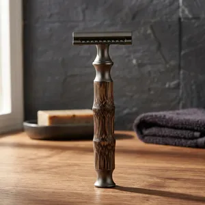 มีดโกนหนวดสองใบมีดสแตนเลส ด้ามไม้ Morgans Industries สำหรับโกนหนวดผู้ชาย ใช้ในร้านตัดผม - Product Image 5