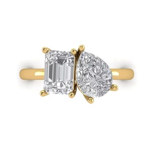 <b>Two</b> <b>Stone</b> Lab Grown Diamonds Engagement <b>Ring</b> 1.80 Ct F-SI2 Polished 14K Solid Gold Prong Setting Classic Ladies <b>Ring</b> For Women - Product Image 2