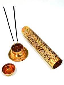 Mehak impex ที่วางธูปชุบทองลายดอกไม้การออกแบบดอกไม้ที่ดีที่สุดของตกแต่งบ้านสำนักงานเครื่องใช้บนโต๊ะอาหารสำหรับน้ำมันหอมระเหย - Product Image 3