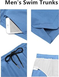Vente en gros de maillots de bain pour hommes imprimés avec doublure de compression 2-en-1 Maillot de bain antibactérien léger et respirant à séchage rapide OEM - Product Image 5