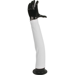 Manchon de bras blanc avec main noire en gants, modèle de présentation - Product Image 1
